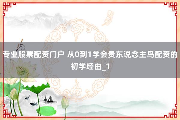 专业股票配资门户 从0到1学会贵东说念主鸟配资的初学经由_1