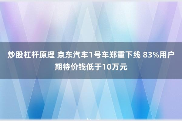 炒股杠杆原理 京东汽车1号车郑重下线 83%用户期待价钱低于10万元