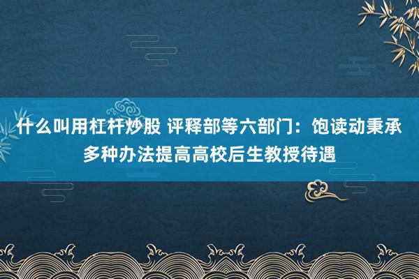 什么叫用杠杆炒股 评释部等六部门：饱读动秉承多种办法提高高校后生教授待遇