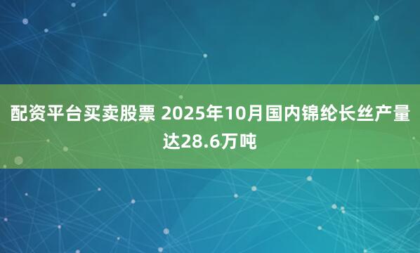 配资平台买卖股票 2025年10月国内锦纶长丝产量达28.6万吨