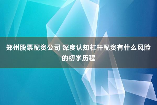郑州股票配资公司 深度认知杠杆配资有什么风险的初学历程